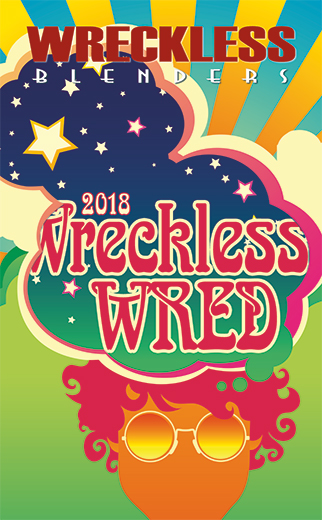 Label artwork for Wreckless Blenders 2018 Wreckless Wred, captioned Mind Blown Wreckless Wred.