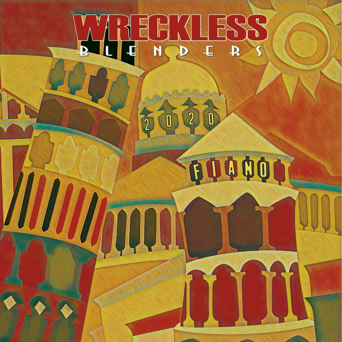 Square label artwork for Wreckless Blenders 2020 Fiano, captioned Fiano - City of Hopes.