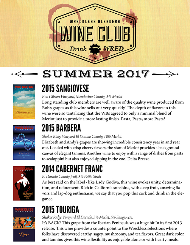 Wreckless Blenders Wine Club Shipment 2017 Summer@0,25x